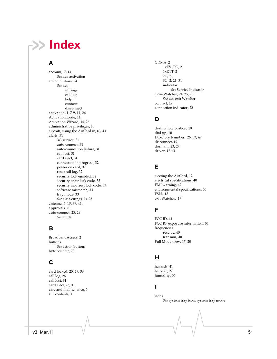 Sierra Wireless 2130374 v3 manual Index, See also settings call log help connect disconnect 