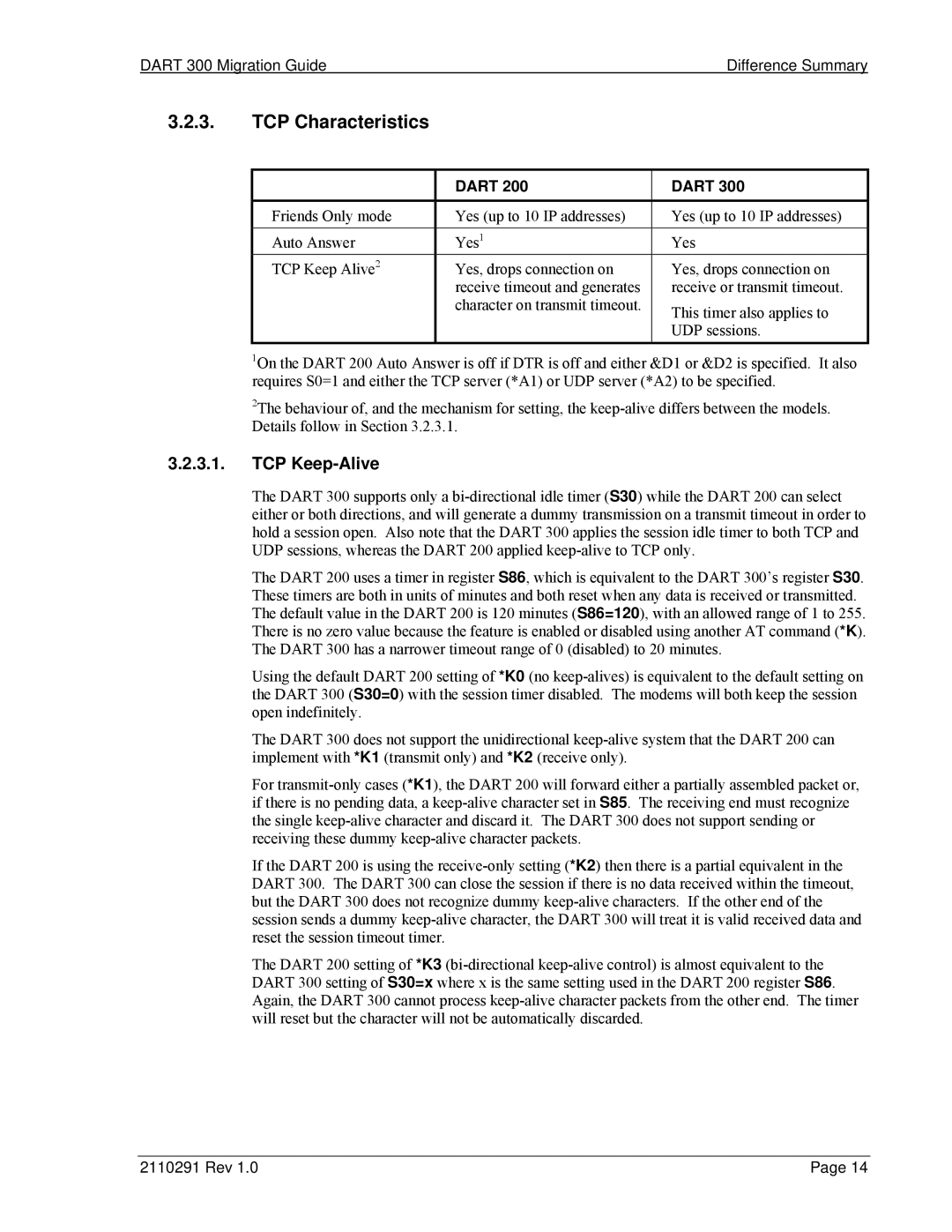 Sierra Wireless 300 manual TCP Characteristics, TCP Keep-Alive 