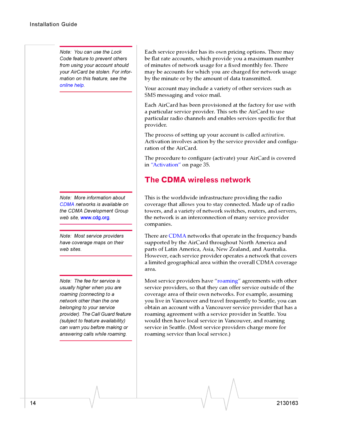 Sierra Wireless 555 manual Cdma wireless network 