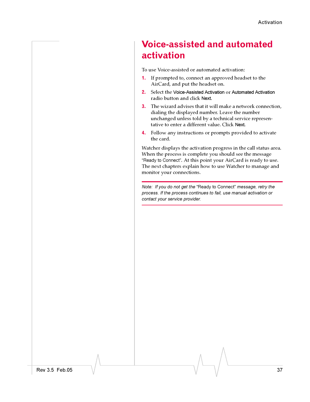 Sierra Wireless 555 manual Voice-assisted and automated activation 