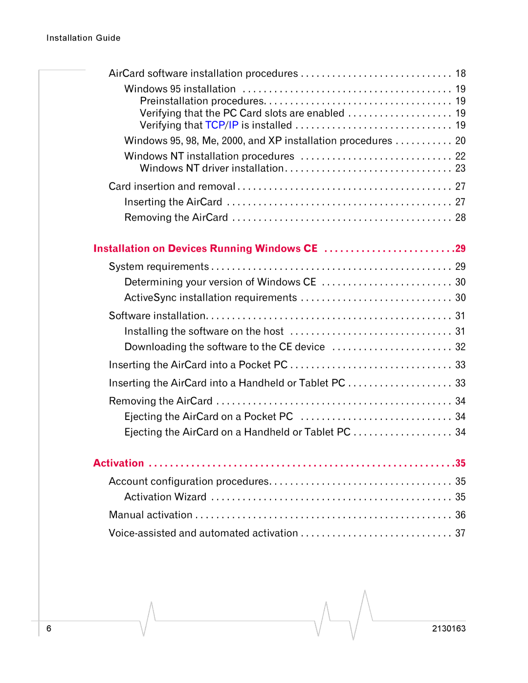 Sierra Wireless 555 manual Installation on Devices Running Windows CE 