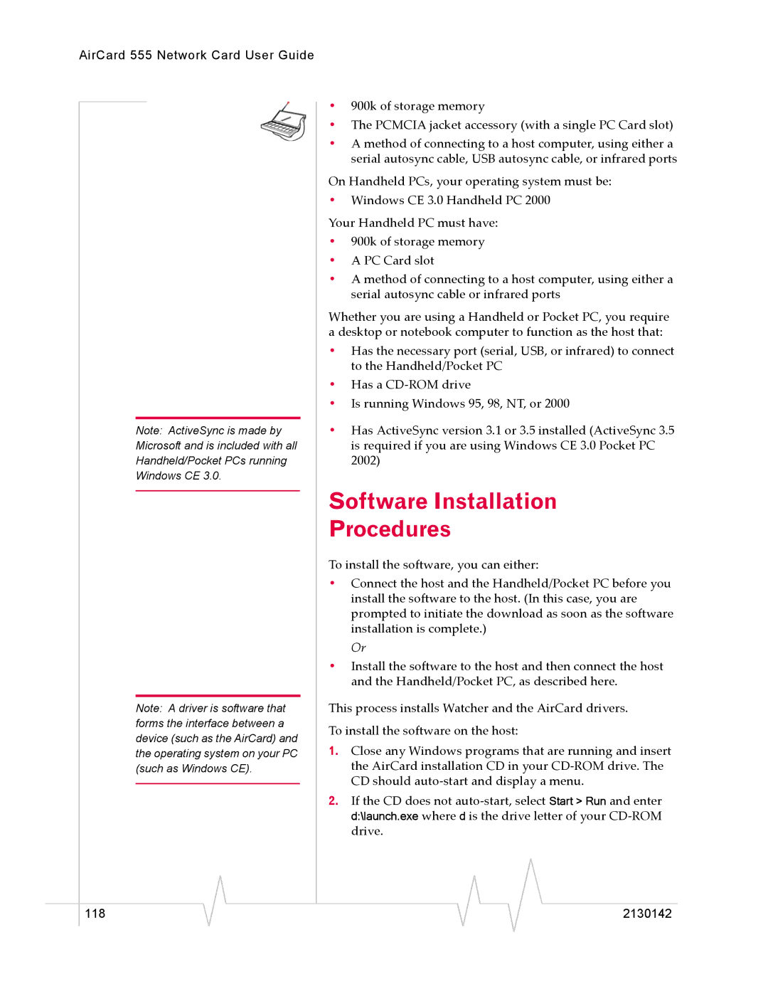 Sierra Wireless 555 manual Software Installation Procedures 