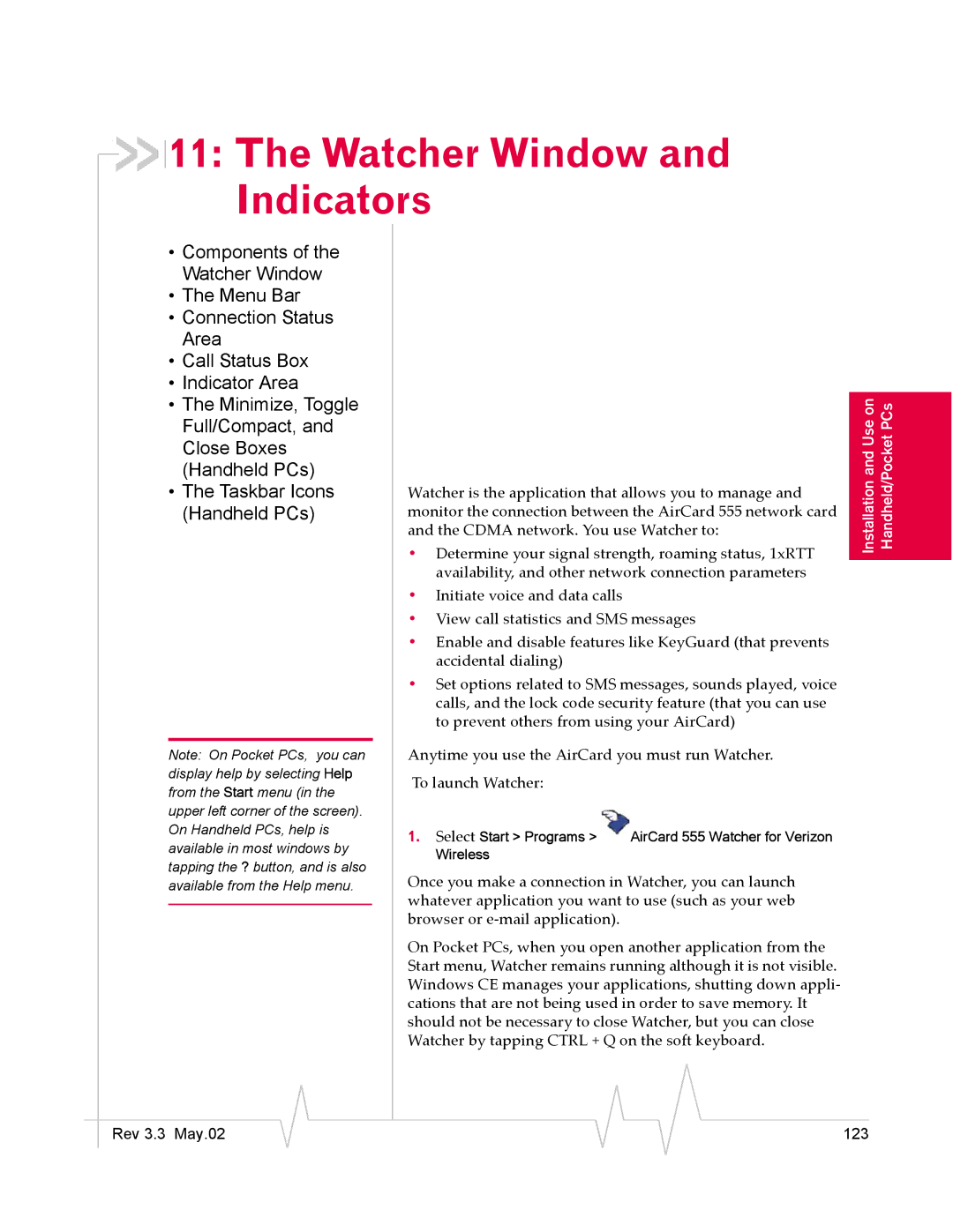 Sierra Wireless 555 manual Rev 3.3 May.02 123 