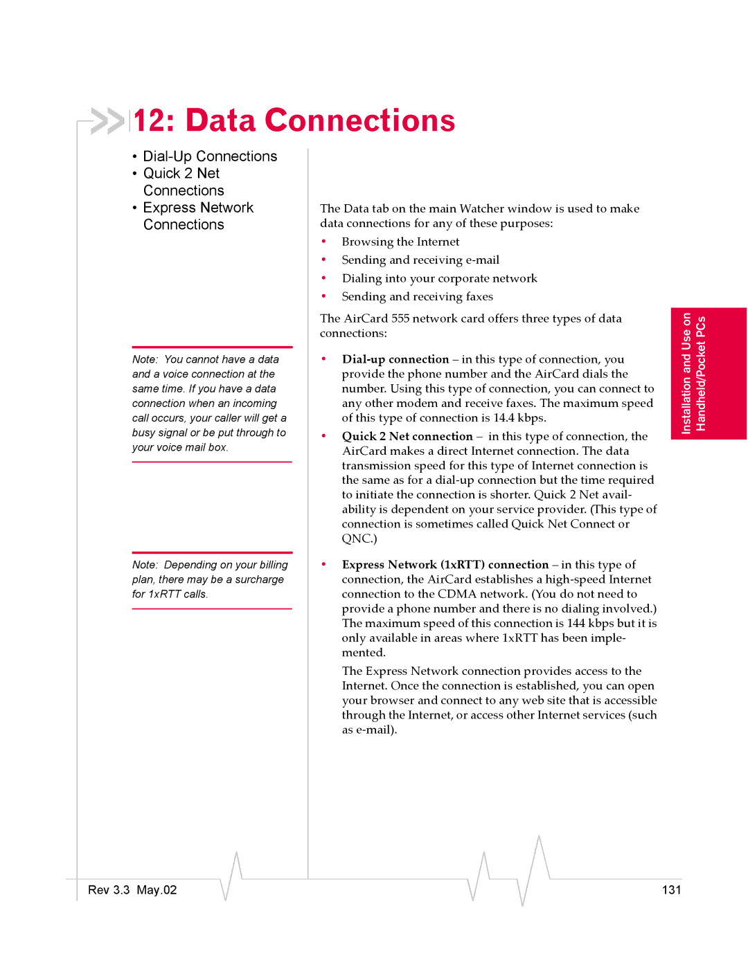 Sierra Wireless 555 manual Rev 3.3 May.02 131 