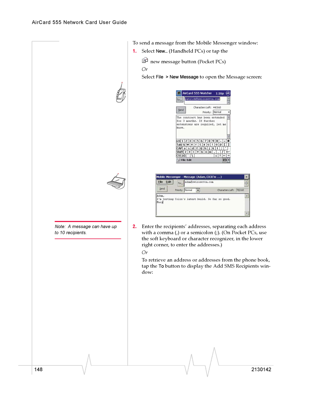 Sierra Wireless manual AirCard 555 Network Card User Guide 148 