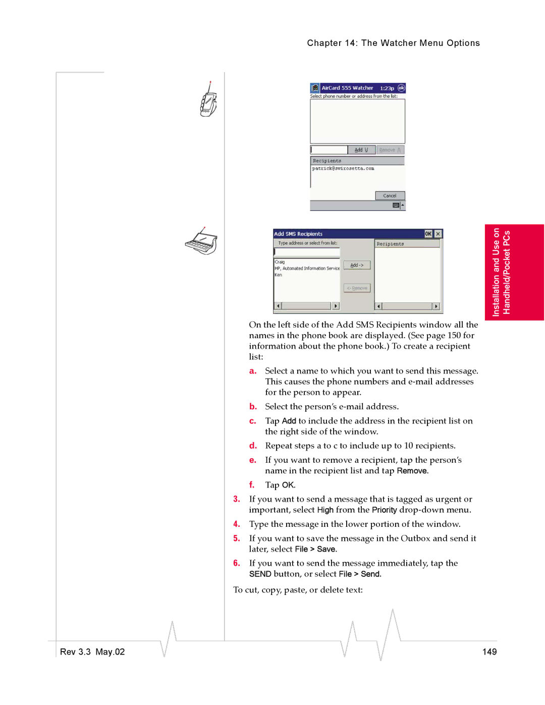 Sierra Wireless 555 manual Rev 3.3 May.02 149 