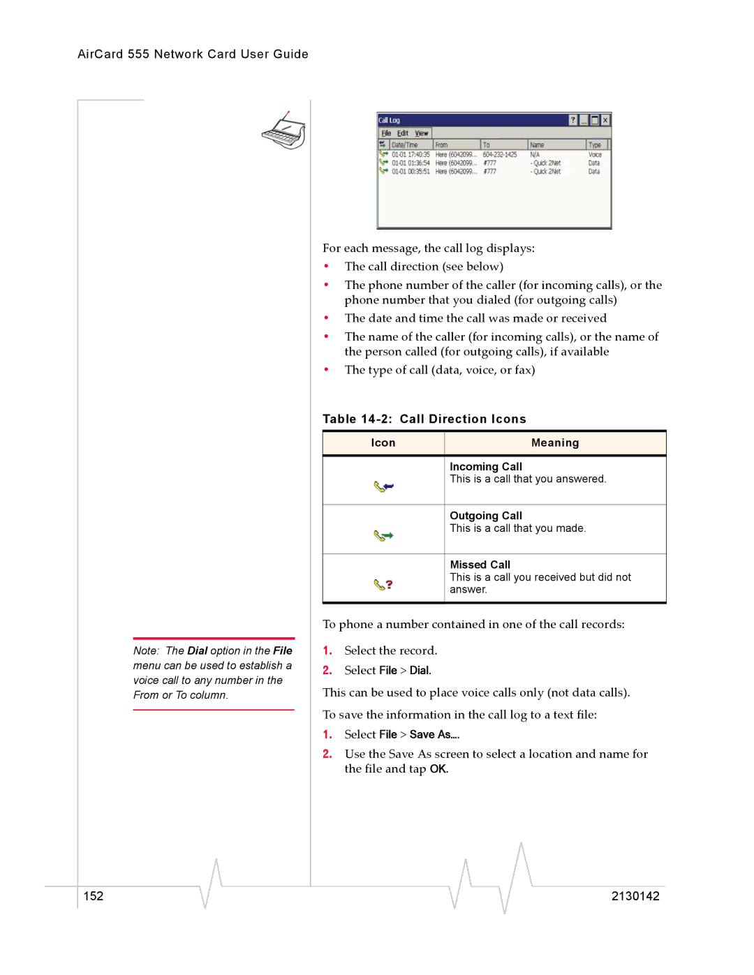 Sierra Wireless manual AirCard 555 Network Card User Guide 152 