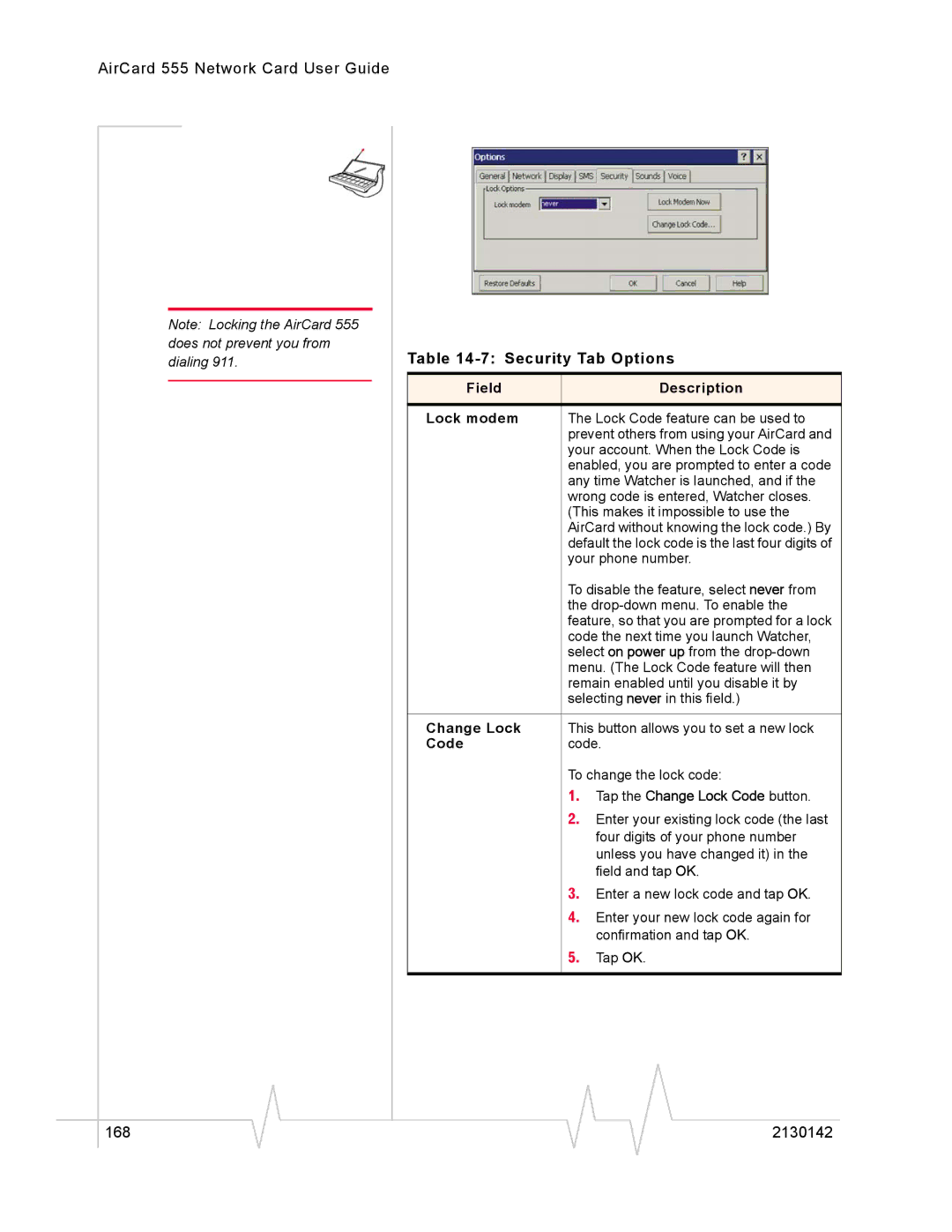 Sierra Wireless 555 manual 168 2130142 