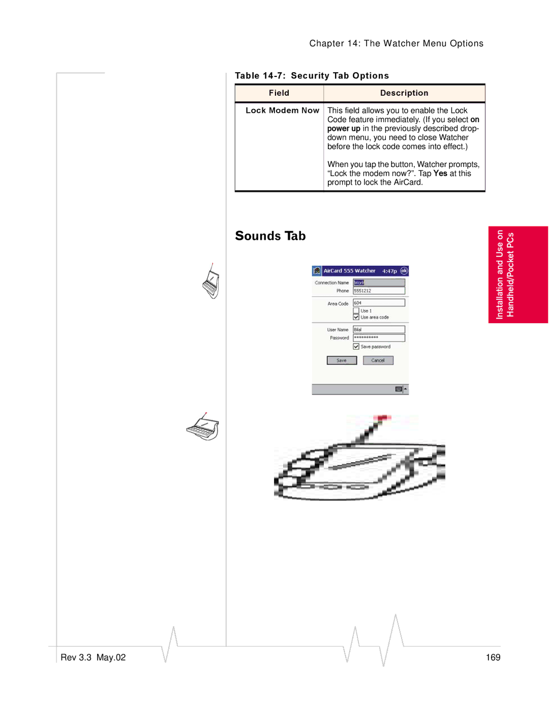 Sierra Wireless 555 manual Field Description Lock Modem Now 