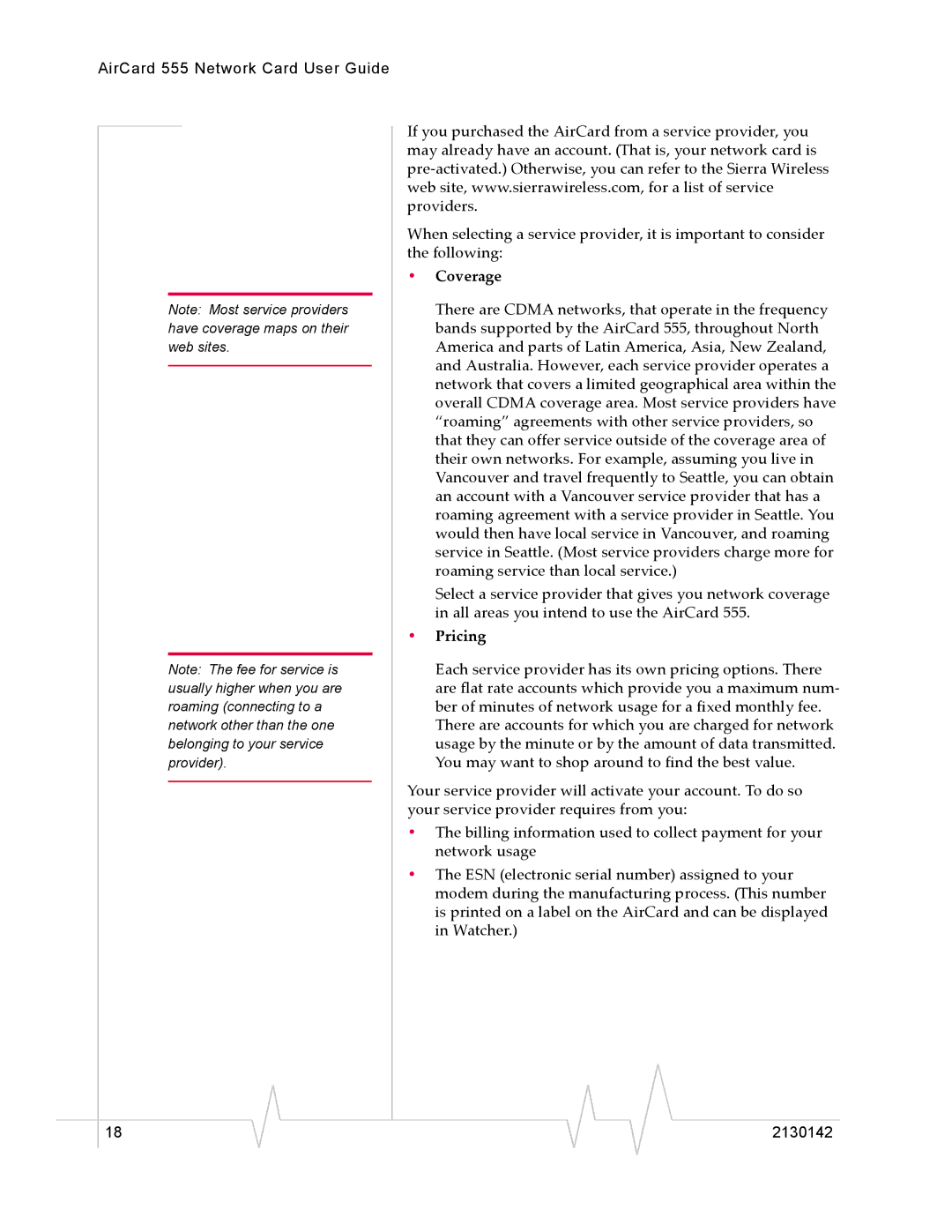 Sierra Wireless 555 manual Coverage, Pricing 