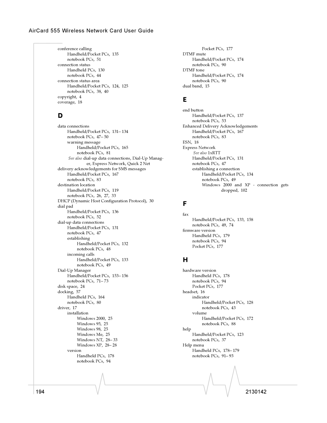 Sierra Wireless 555 manual 194 2130142 