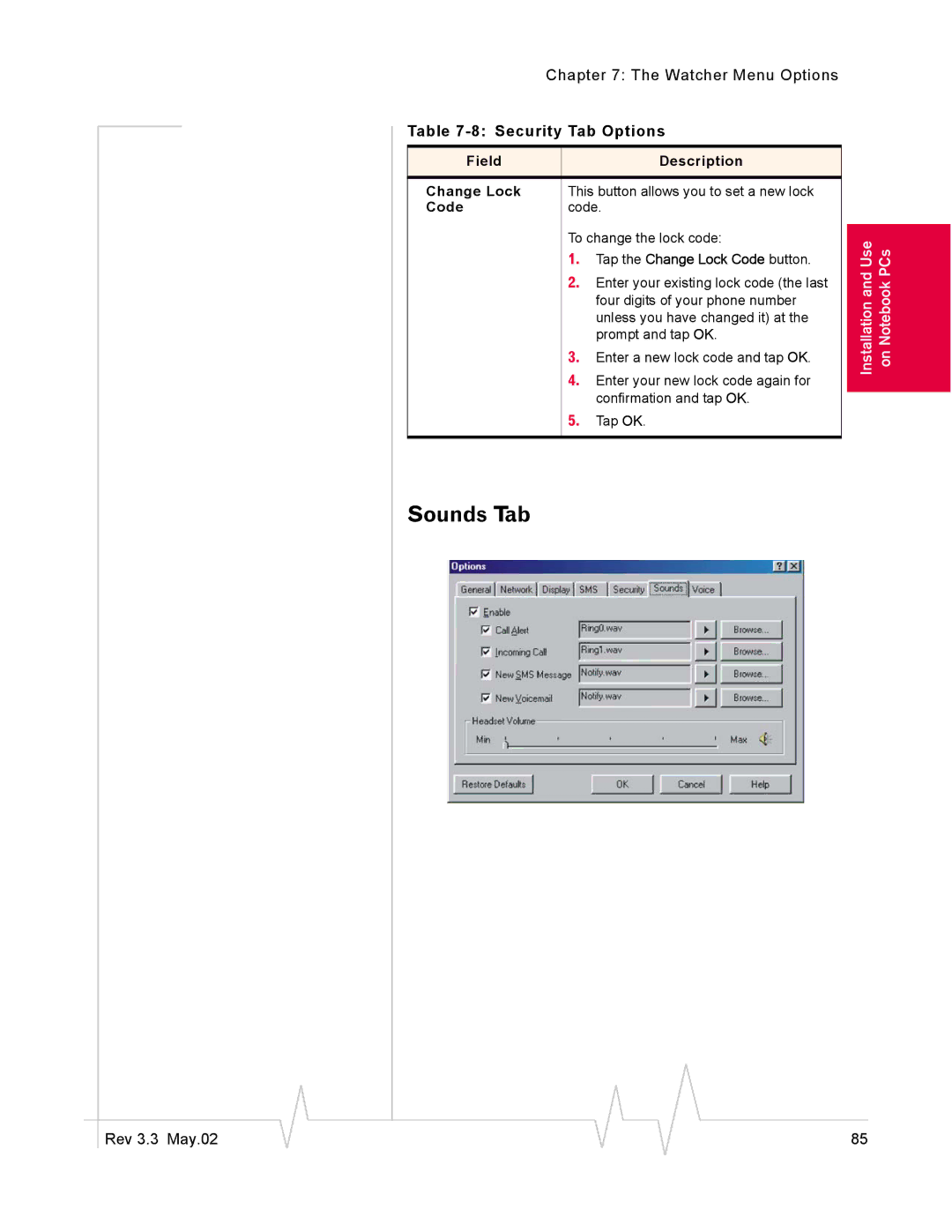 Sierra Wireless 555 manual Field Description Change Lock, Code 