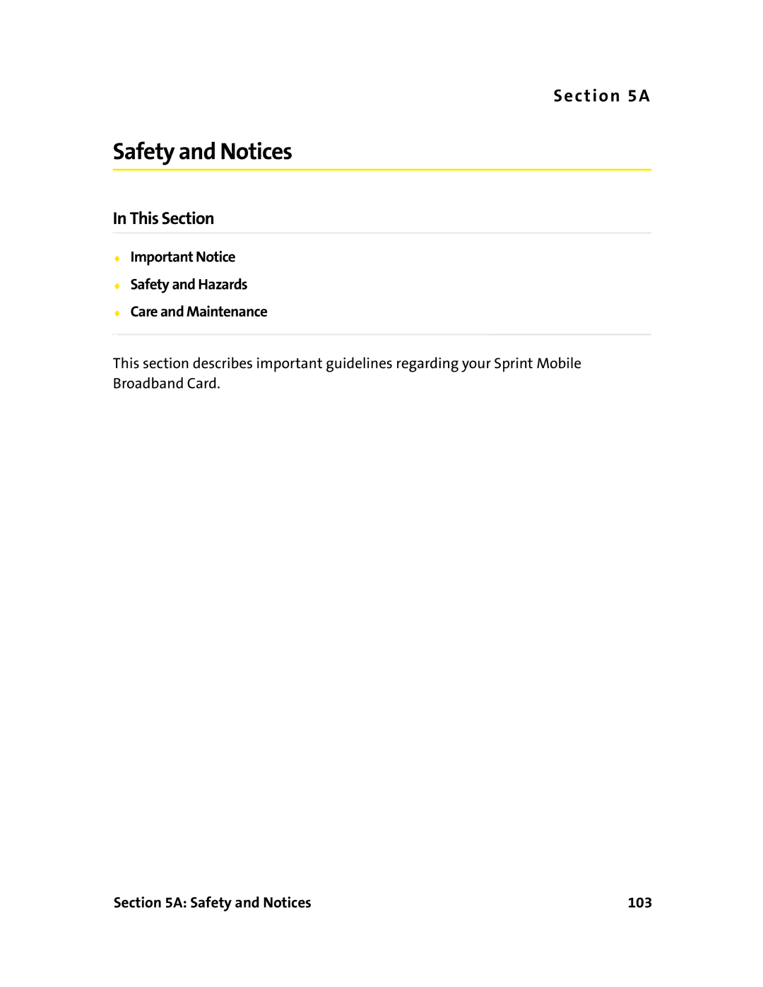 Sierra Wireless 595 manual Important Notice Safety and Hazards Care and Maintenance, Safety and Notices 103 