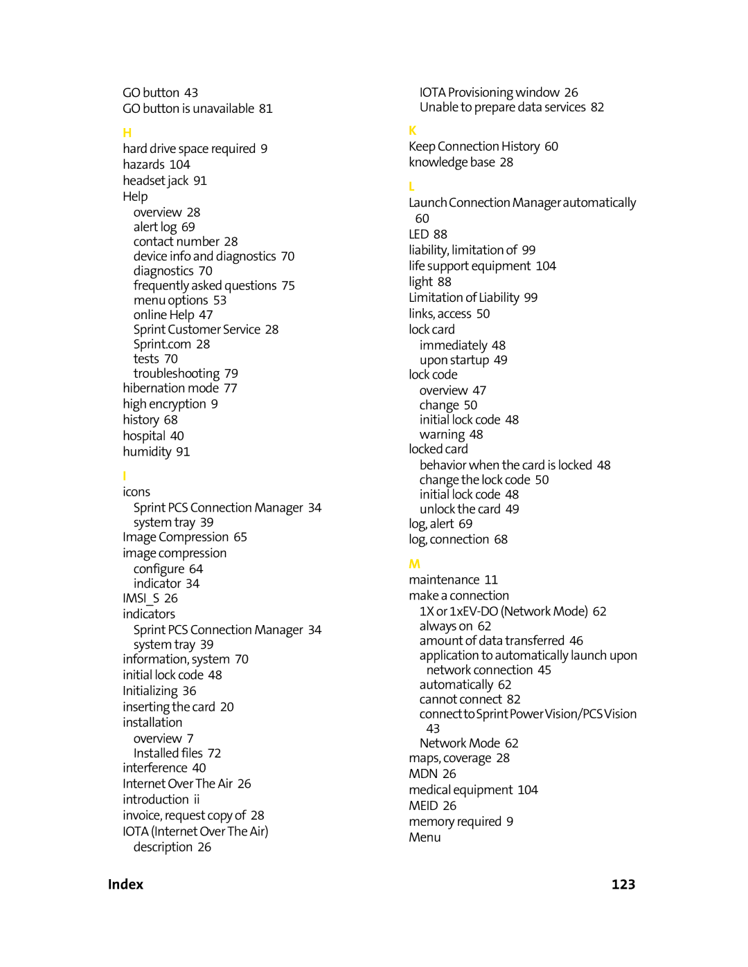 Sierra Wireless 595 manual Index 123, Icons 