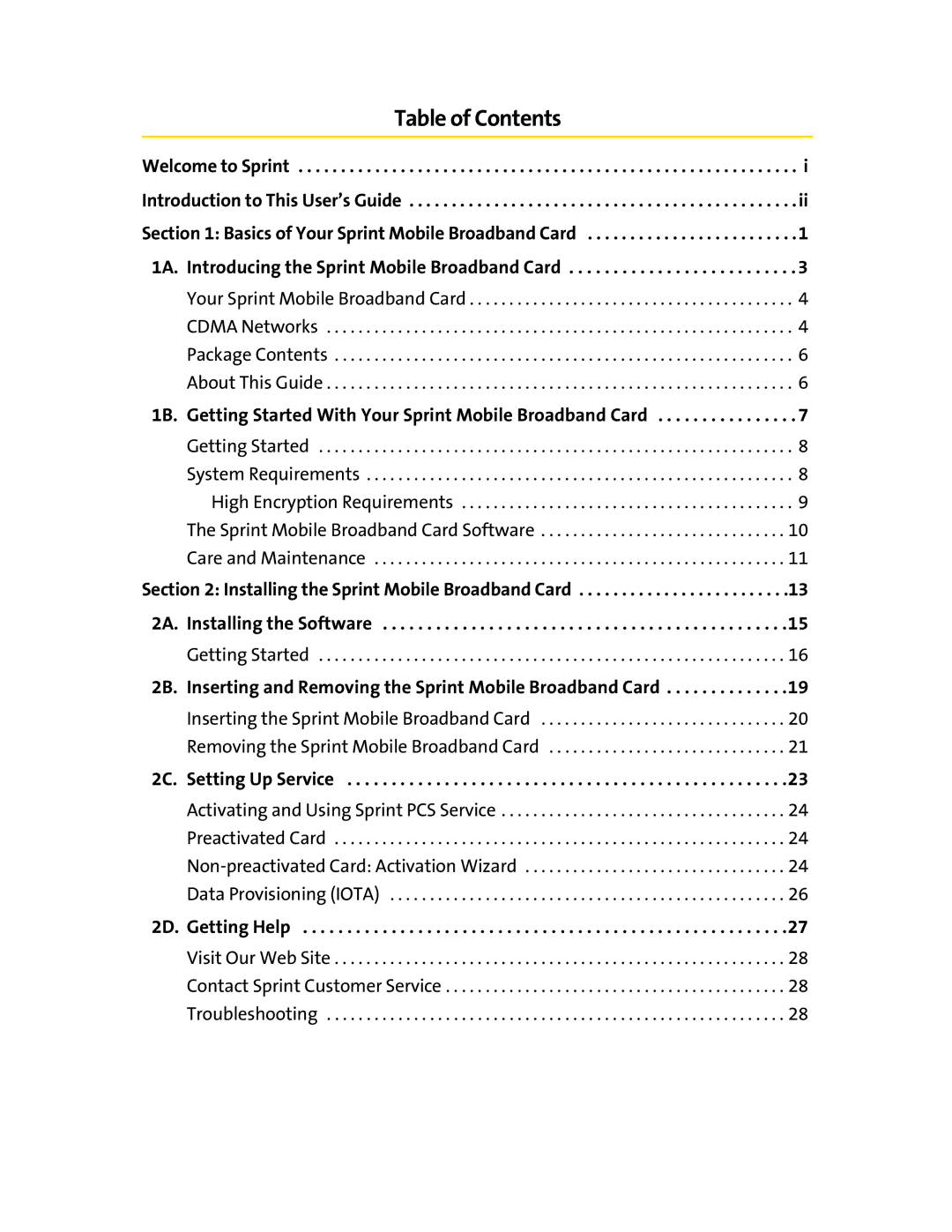 Sierra Wireless 595 manual Table of Contents 