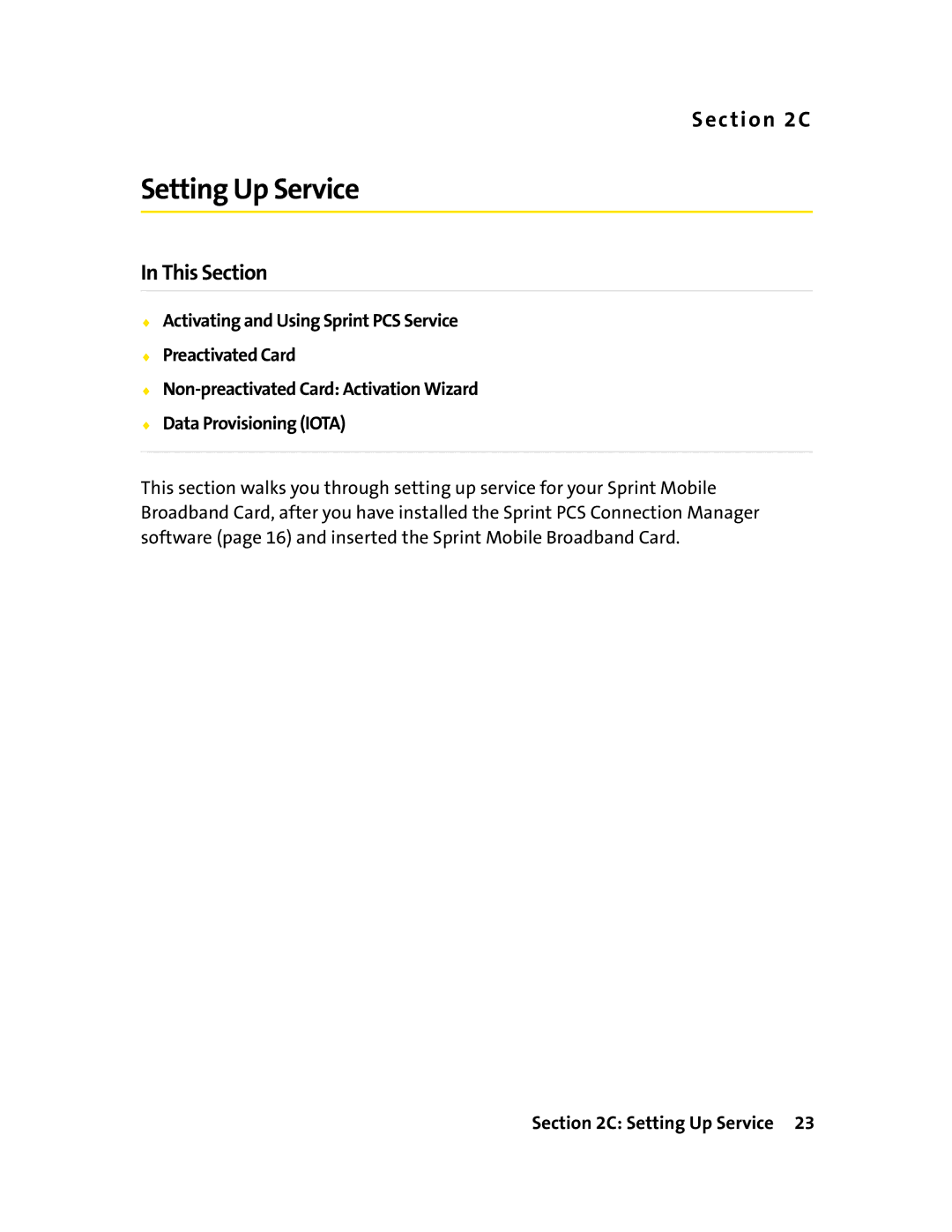 Sierra Wireless 595 manual Setting Up Service 