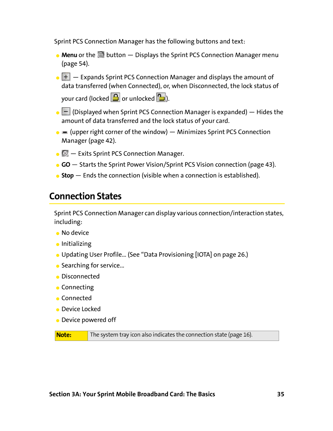 Sierra Wireless 595 manual Connection States 