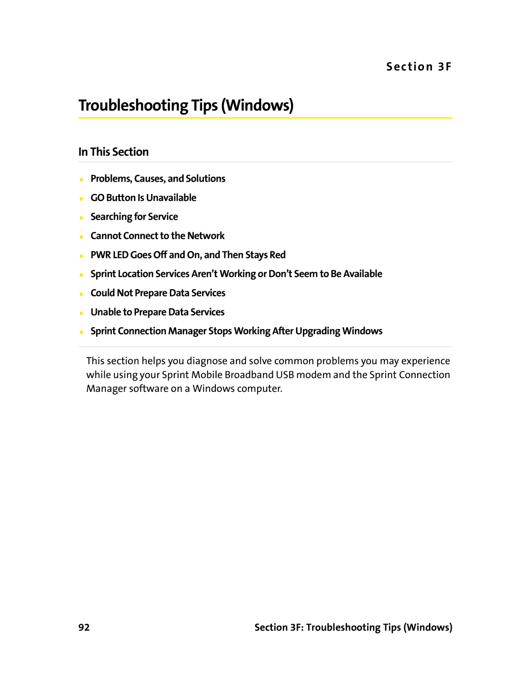 Sierra Wireless 595U manual Troubleshooting Tips Windows 