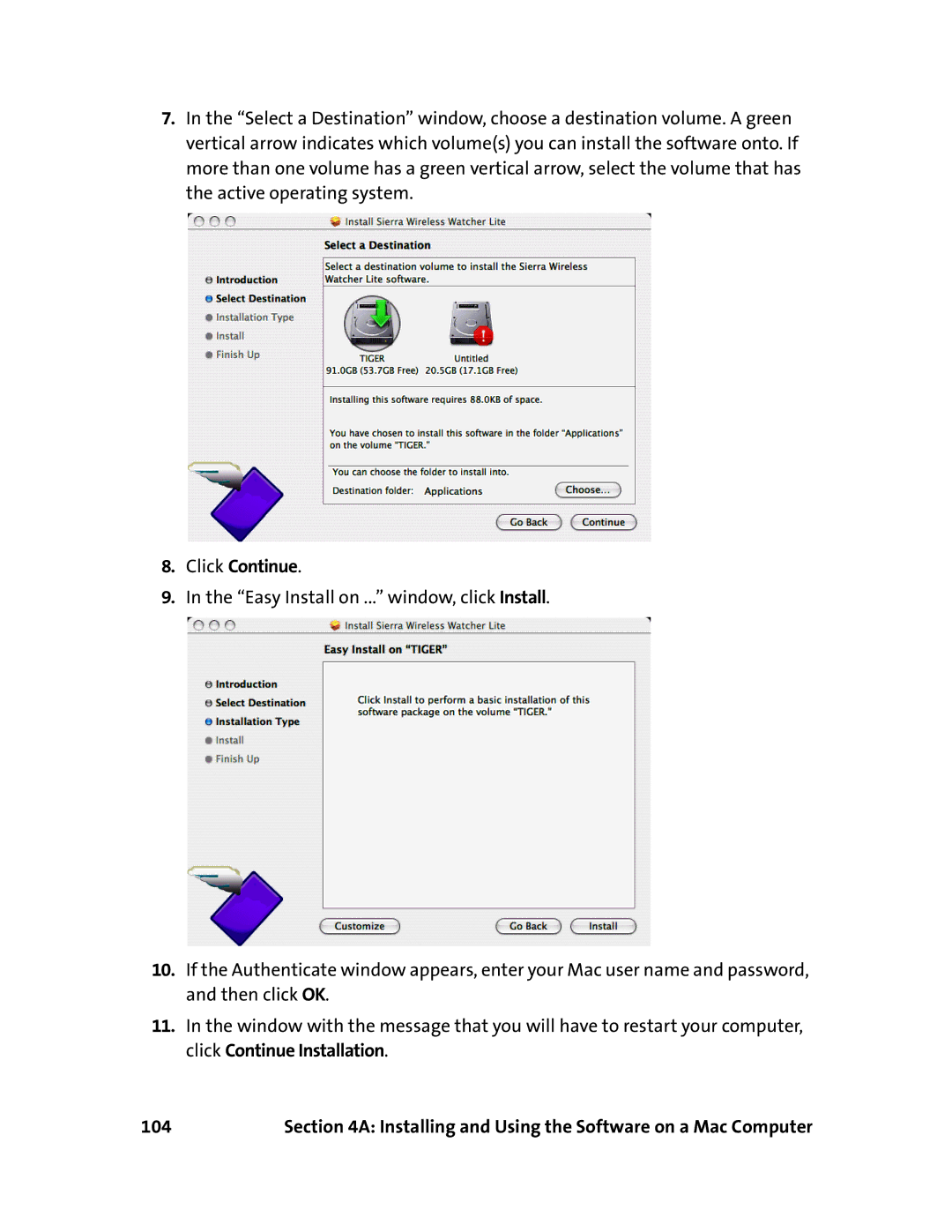 Sierra Wireless 595U manual Click Continue 