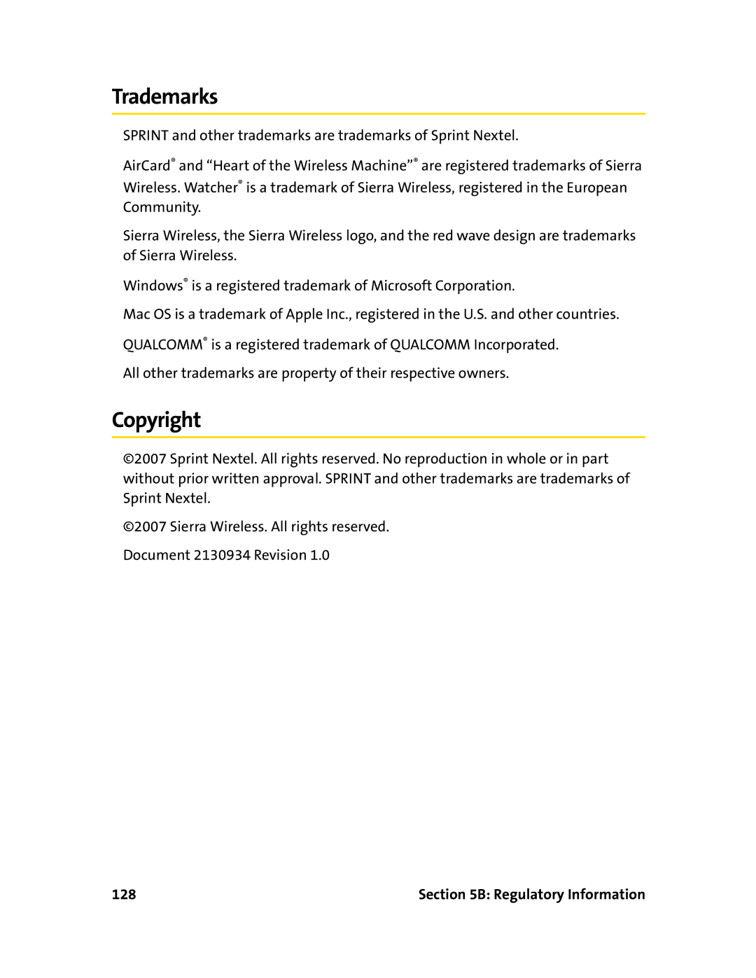 Sierra Wireless 595U manual Trademarks, Copyright 