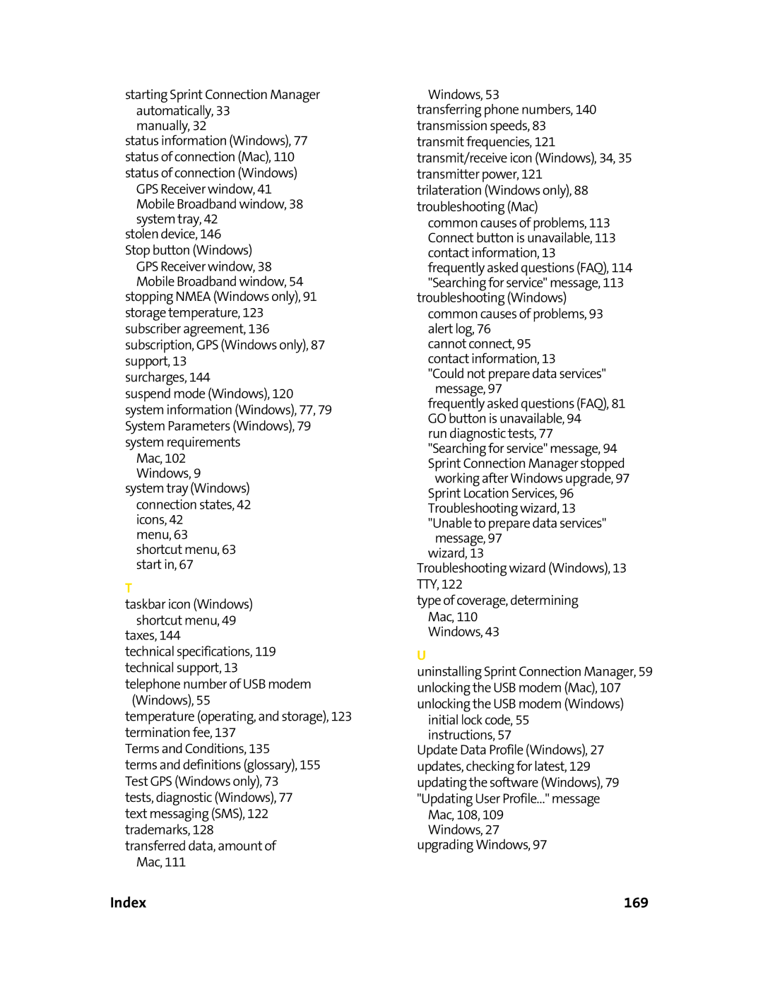 Sierra Wireless 595U manual Index 169 