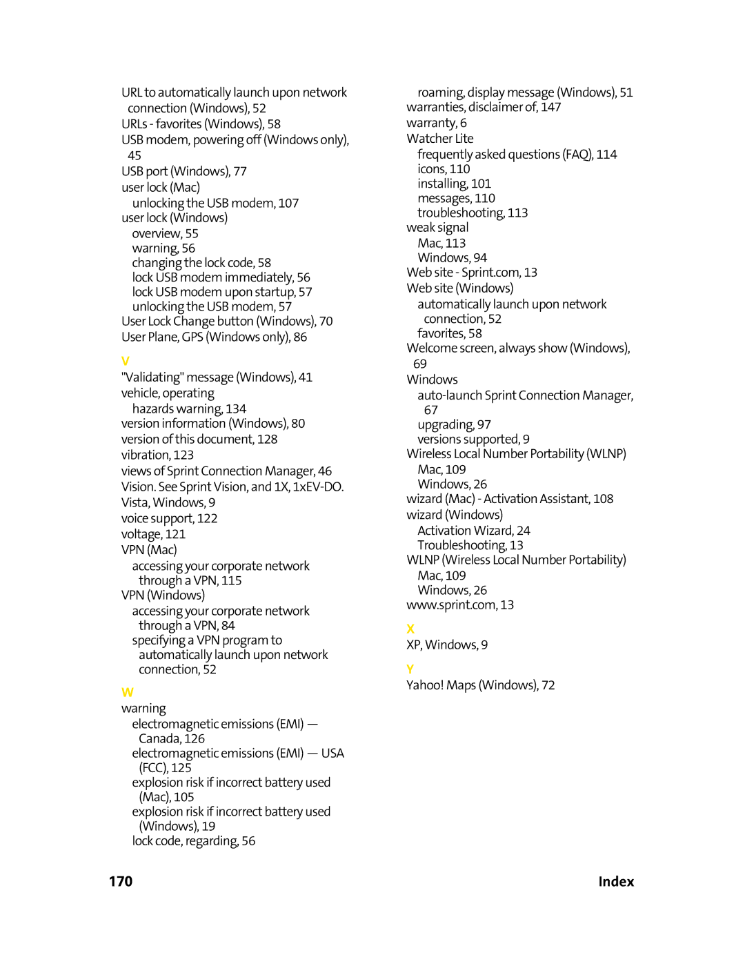 Sierra Wireless 595U manual Index 