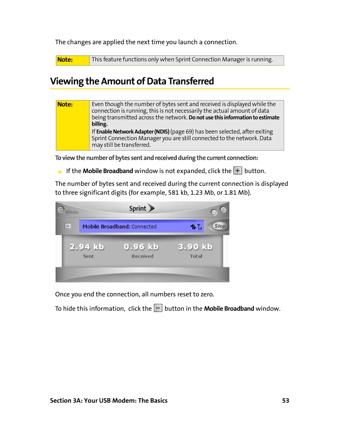 Sierra Wireless 595U manual Viewing the Amount of Data Transferred 