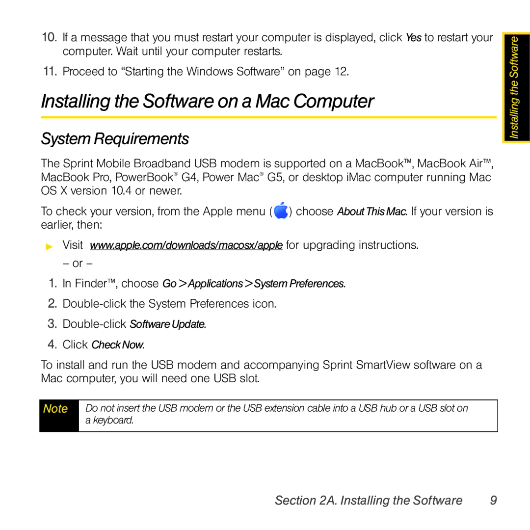 Sierra Wireless 597 quick start Installing the Software on a Mac Computer 