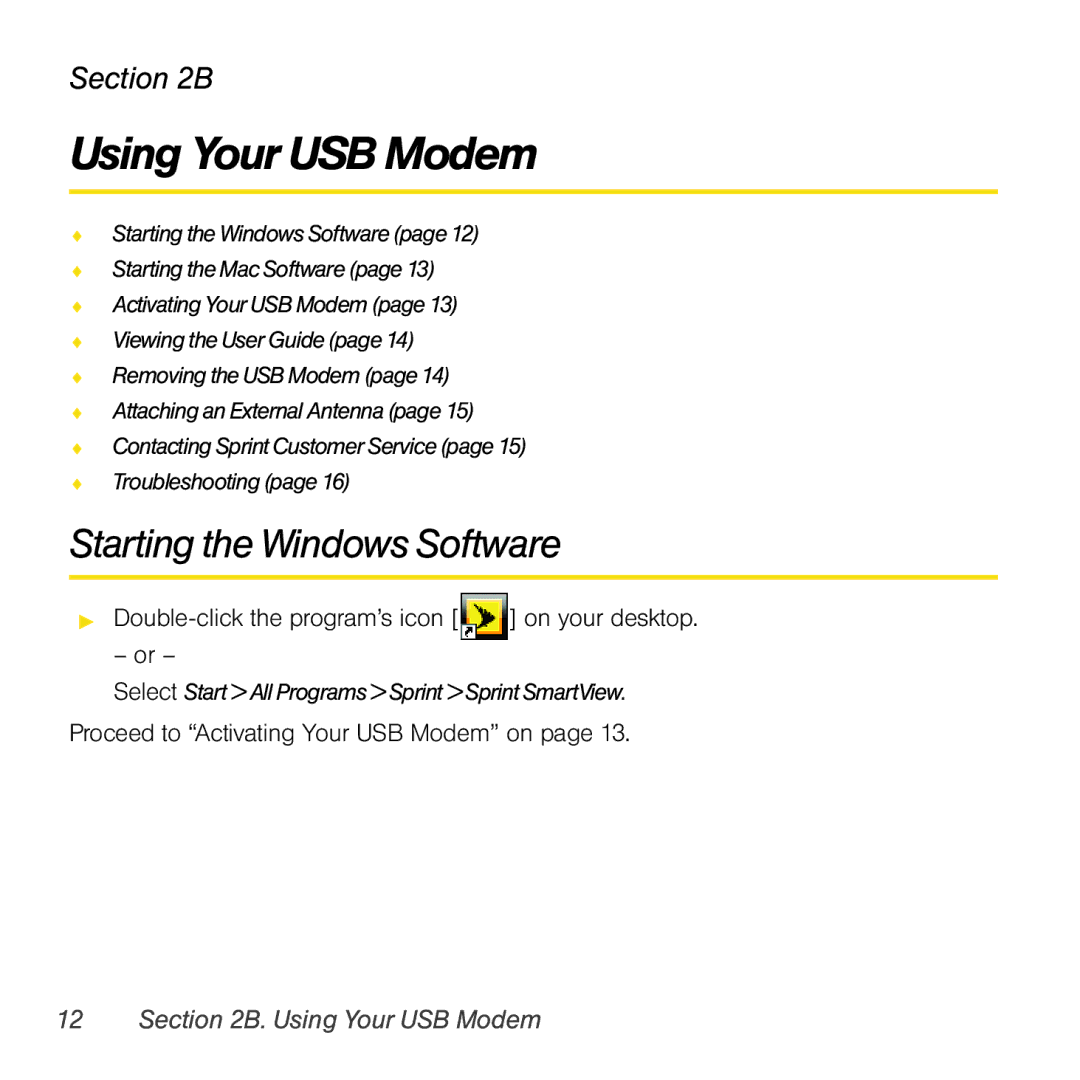 Sierra Wireless 597 quick start Using Your USB Modem, Starting the Windows Software 