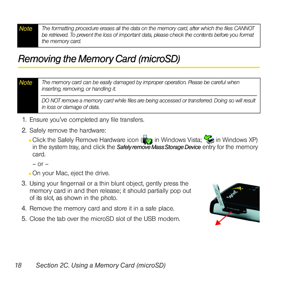 Sierra Wireless 597 quick start Removing the Memory Card microSD 