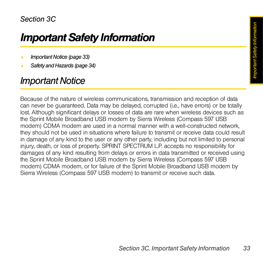 Sierra Wireless 597 quick start Important Safety Information, Important Notice 