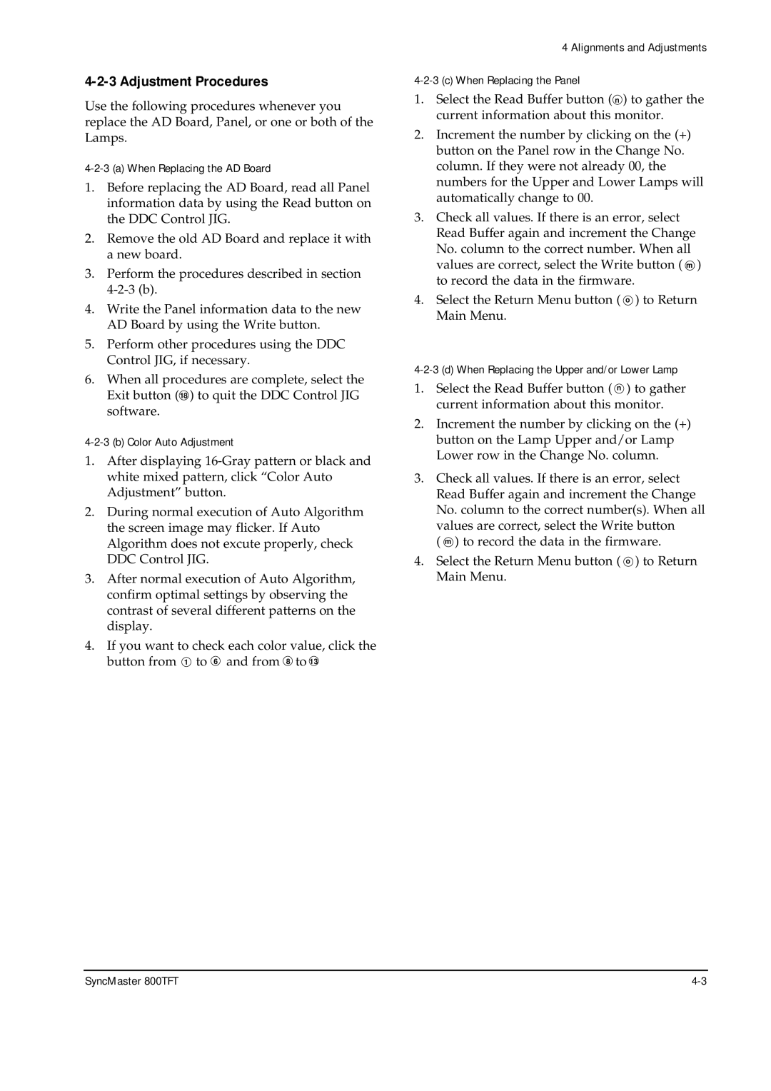 Sierra Wireless 800TFT specifications Adjustment Procedures 