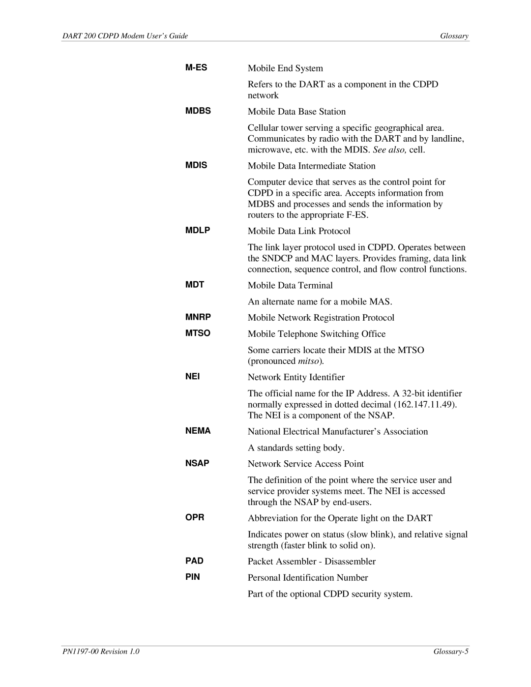 Sierra Wireless DART 200 CDPD Modem manual Connection, sequence control, and flow control functions 