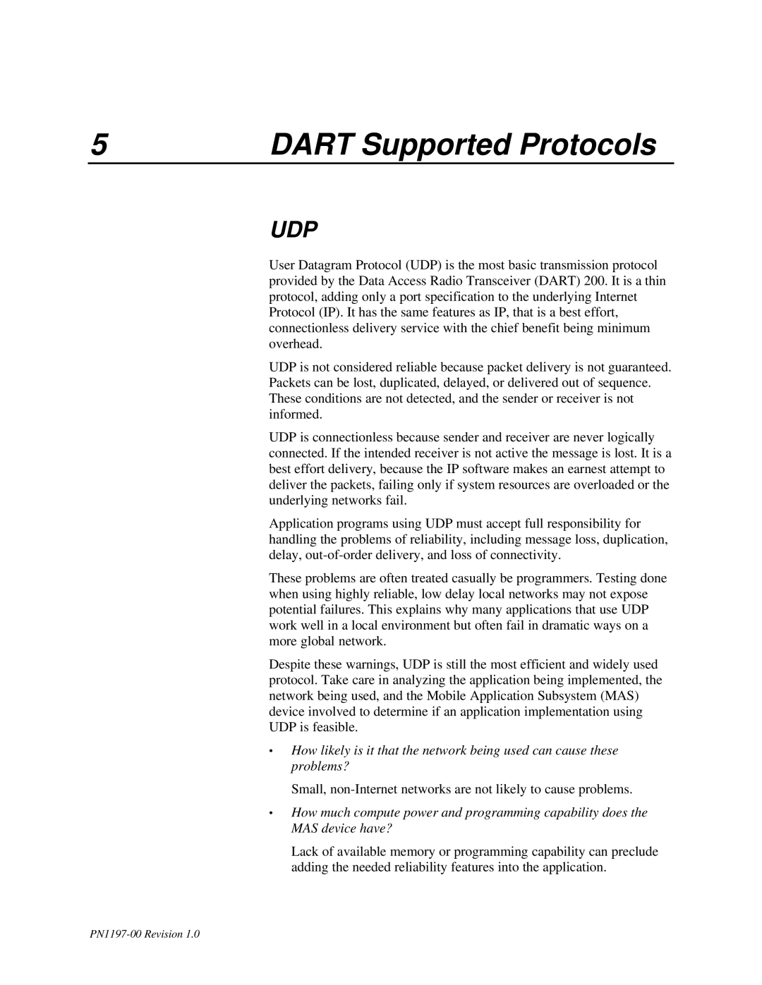 Sierra Wireless DART 200 CDPD Modem manual Dart Supported Protocols, Udp 