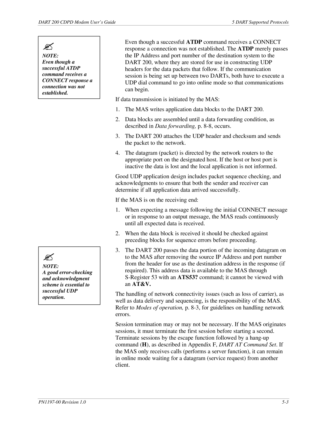 Sierra Wireless DART 200 CDPD Modem manual Dart 200 Cdpd Modem User’s Guide Dart Supported Protocols 