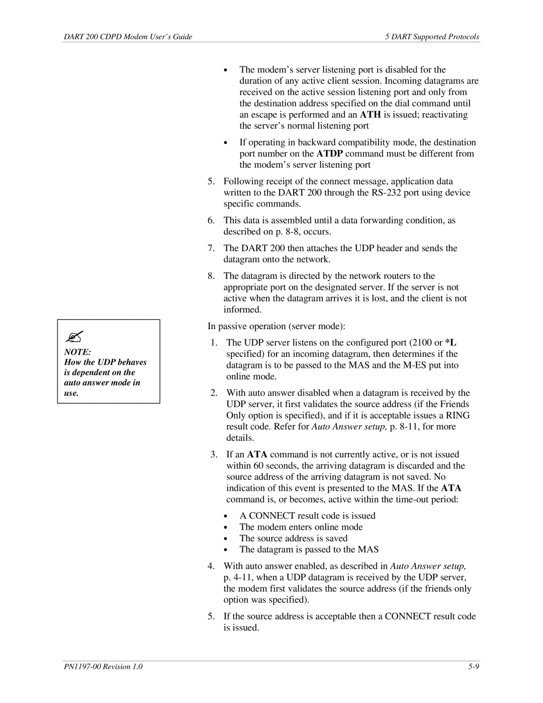 Sierra Wireless DART 200 CDPD Modem manual Dart 200 Cdpd Modem User’s Guide Dart Supported Protocols 