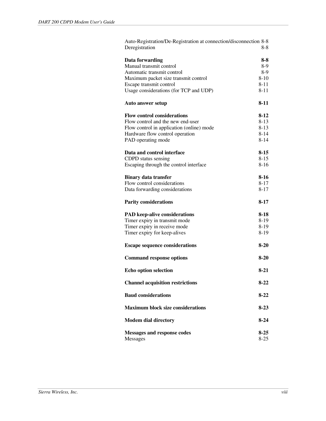 Sierra Wireless DART 200 CDPD Modem manual Data and control interface 