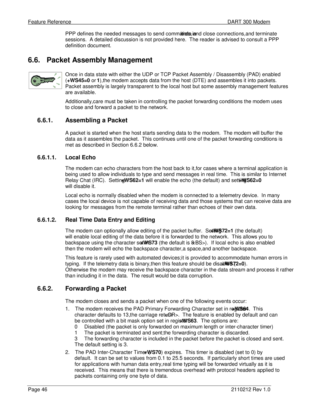 Sierra Wireless DART 300 manual Packet Assembly Management, Assembling a Packet, Forwarding a Packet, Local Echo 