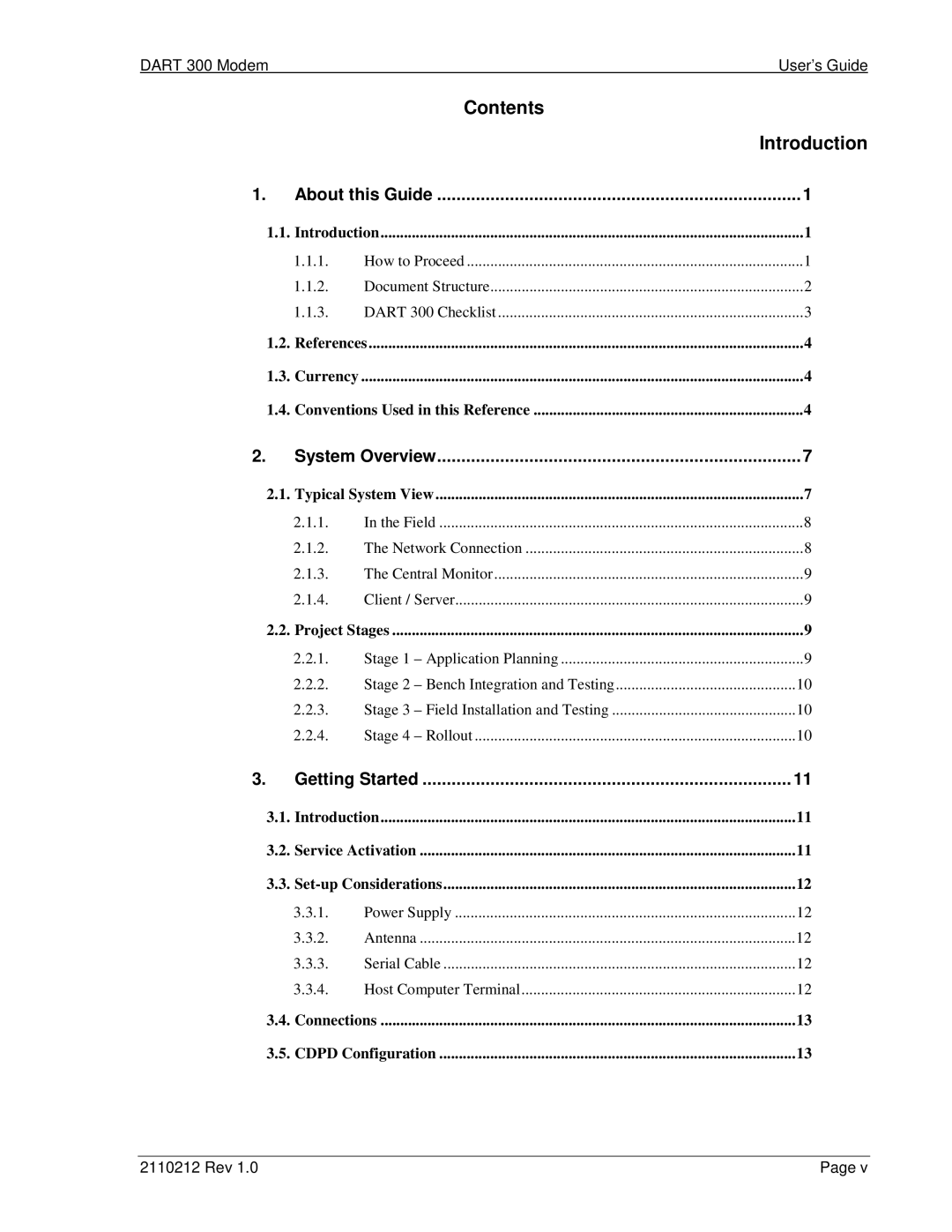 Sierra Wireless DART 300 manual Contents Introduction 