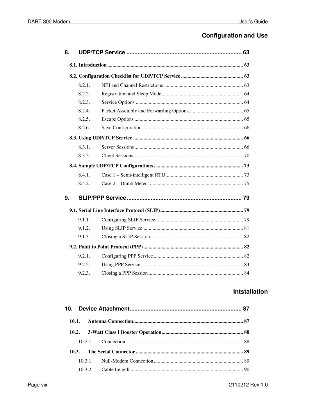 Sierra Wireless DART 300 manual Configuration and Use, Intstallation 