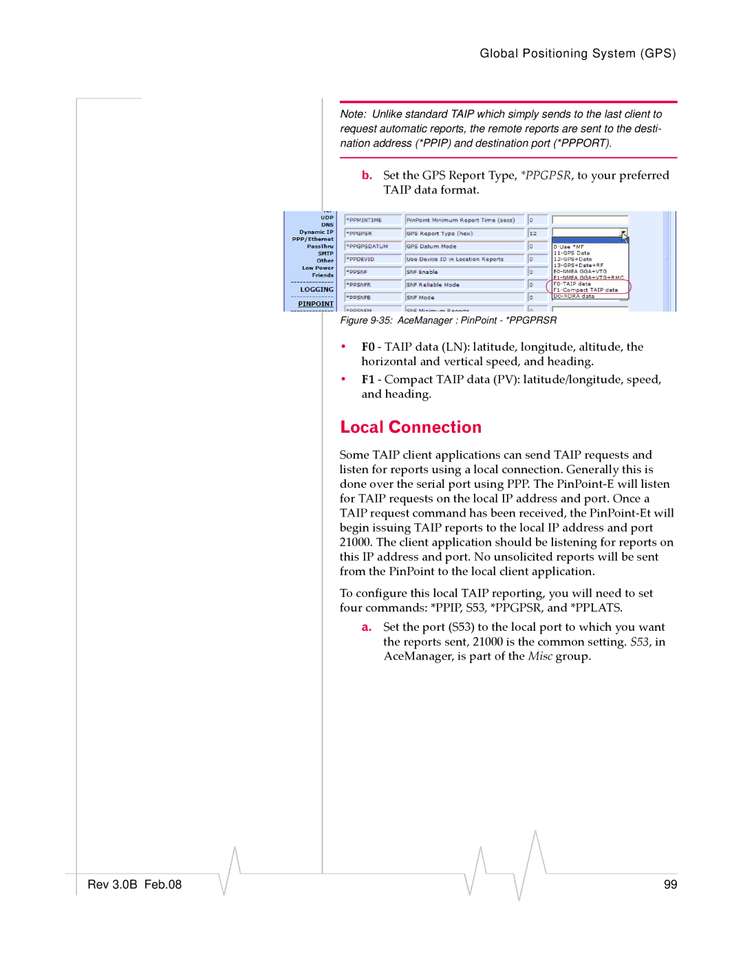 Sierra Wireless EV-DO manual Local Connection, AceManager PinPoint *PPGPRSR 