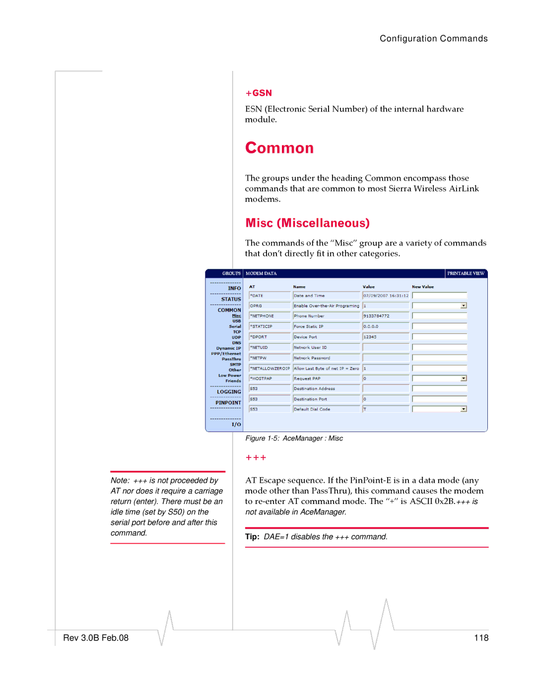 Sierra Wireless EV-DO manual Common, Misc Miscellaneous, +++ 