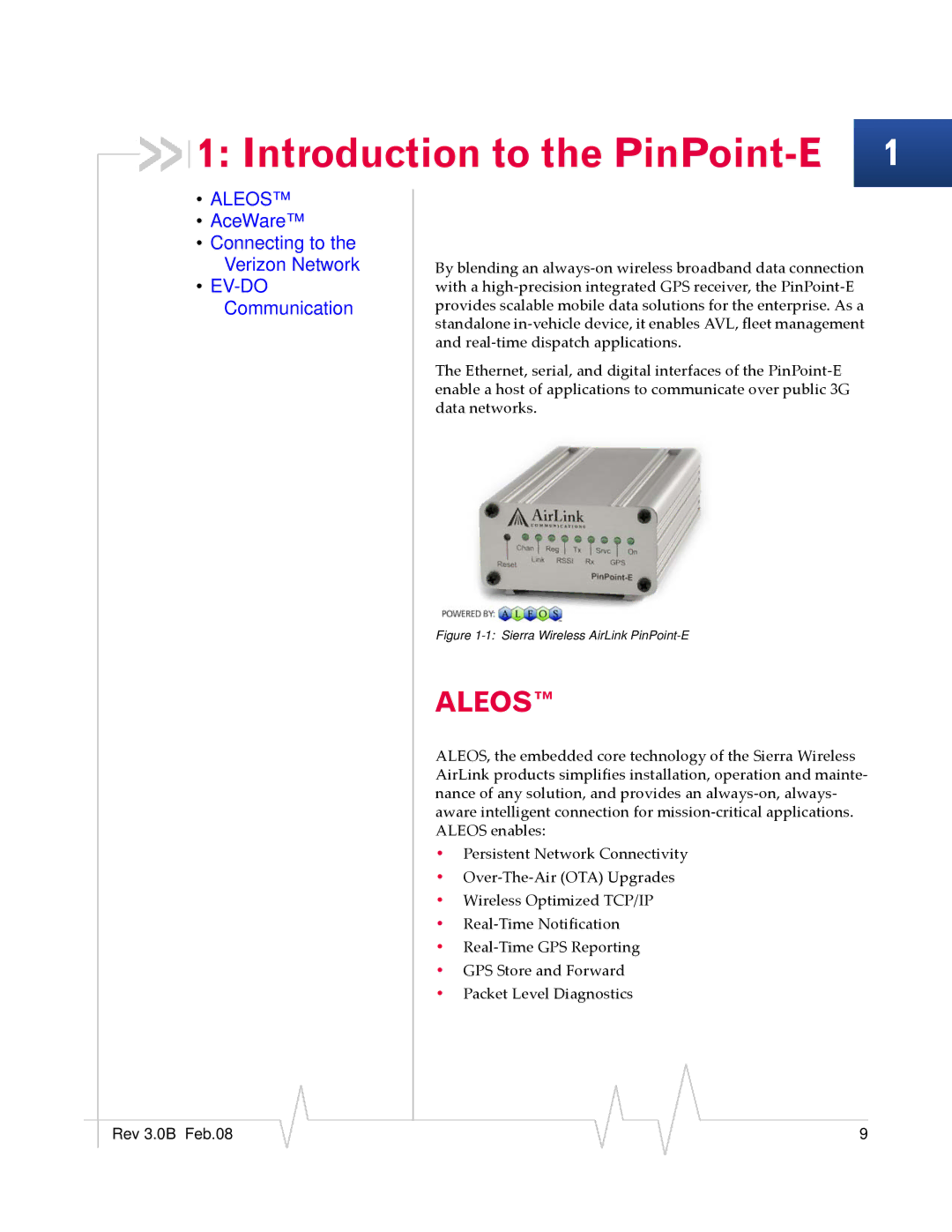 Sierra Wireless EV-DO manual Introduction to the PinPoint-E 