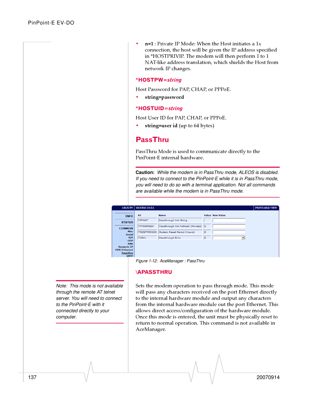 Sierra Wireless EV-DO manual PassThru, HOSTPW=string, String=password, HOSTUID=string 