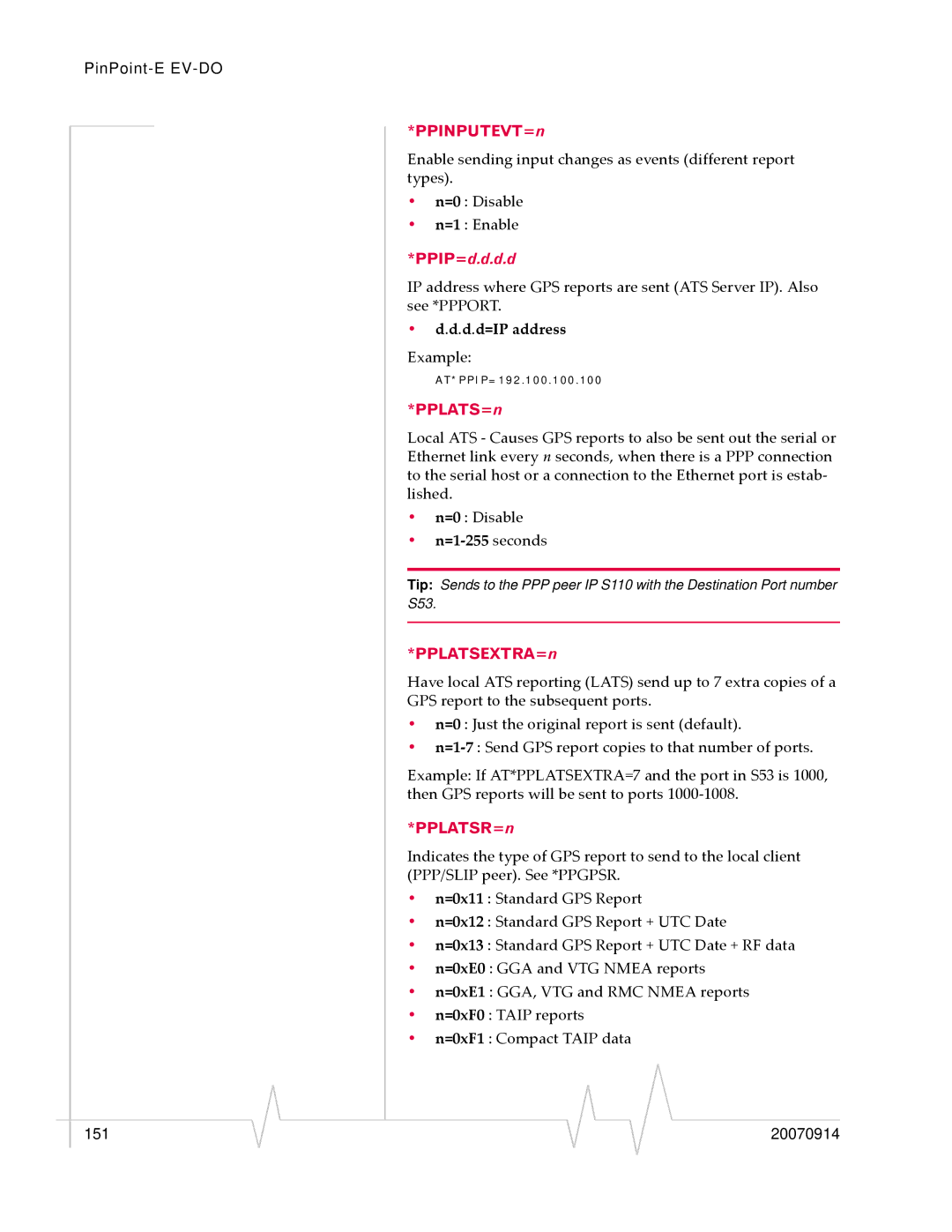 Sierra Wireless EV-DO manual PPINPUTEVT=n, PPLATS=n, PPLATSEXTRA=n, PPLATSR=n 