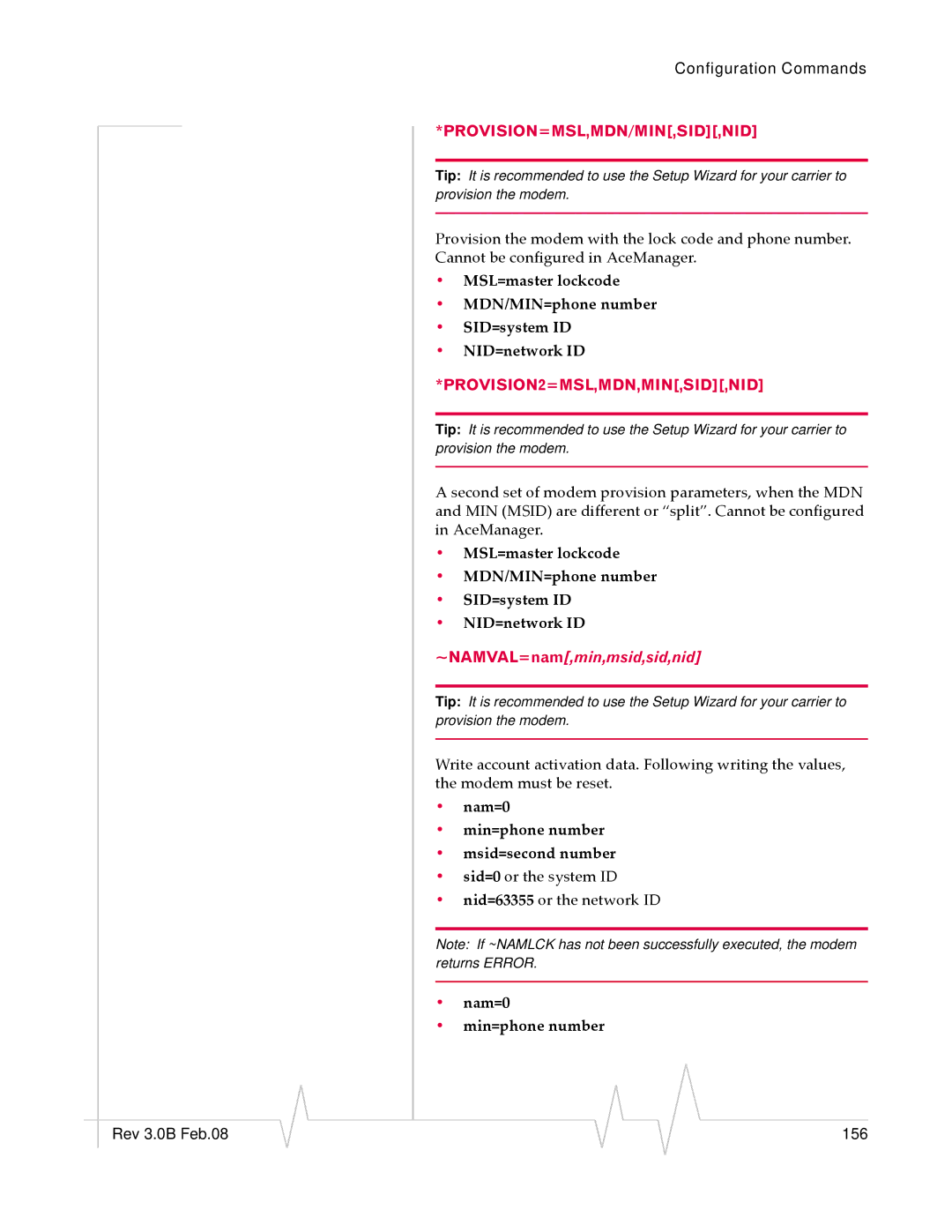 Sierra Wireless EV-DO manual Nam=0 Min=phone number Msid=second number 