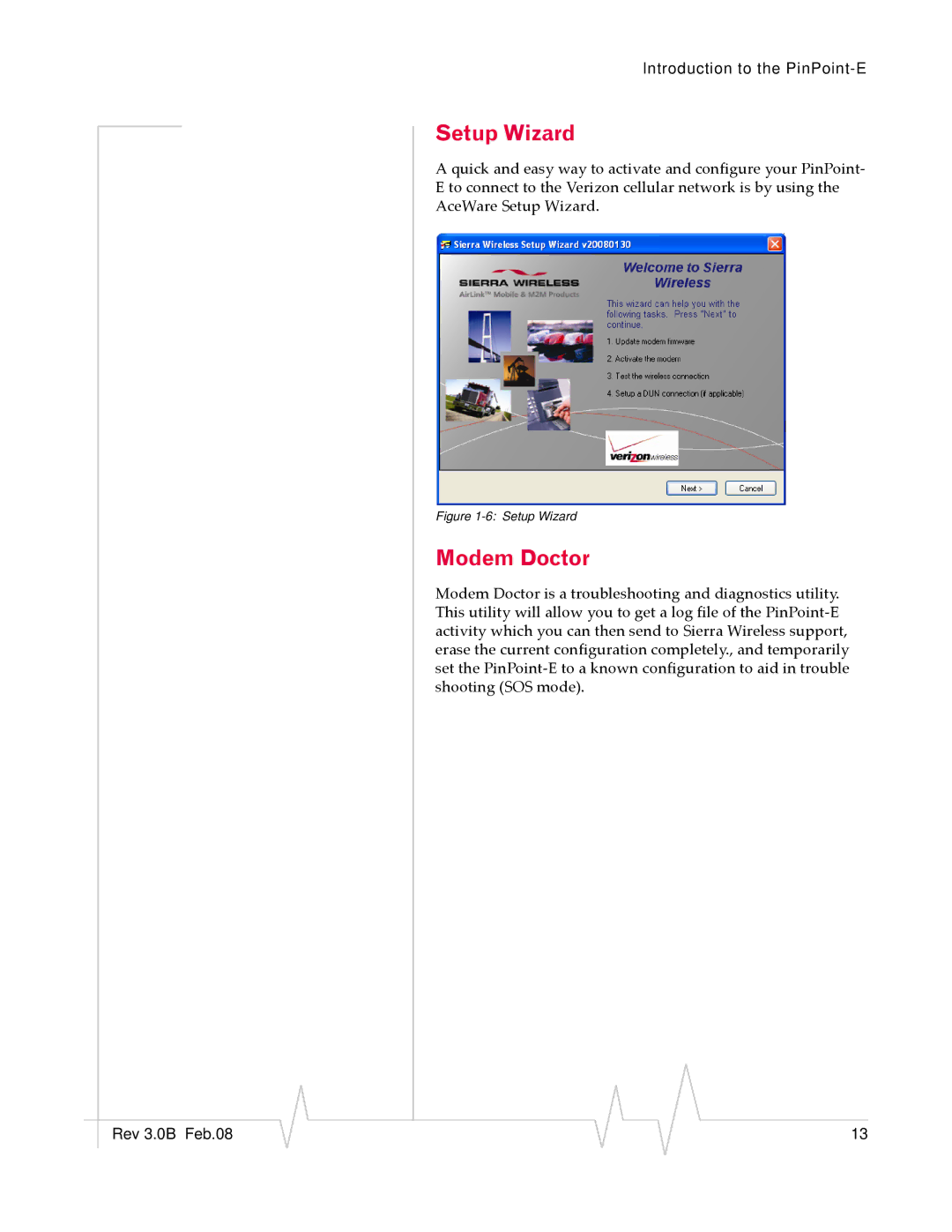Sierra Wireless EV-DO manual Setup Wizard, Modem Doctor 