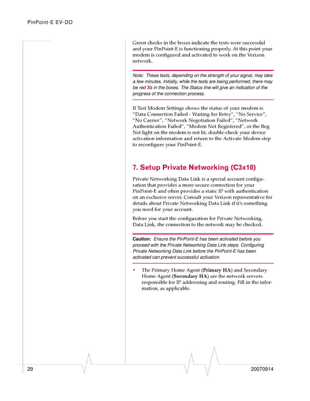 Sierra Wireless EV-DO manual Setup Private Networking C3x10 