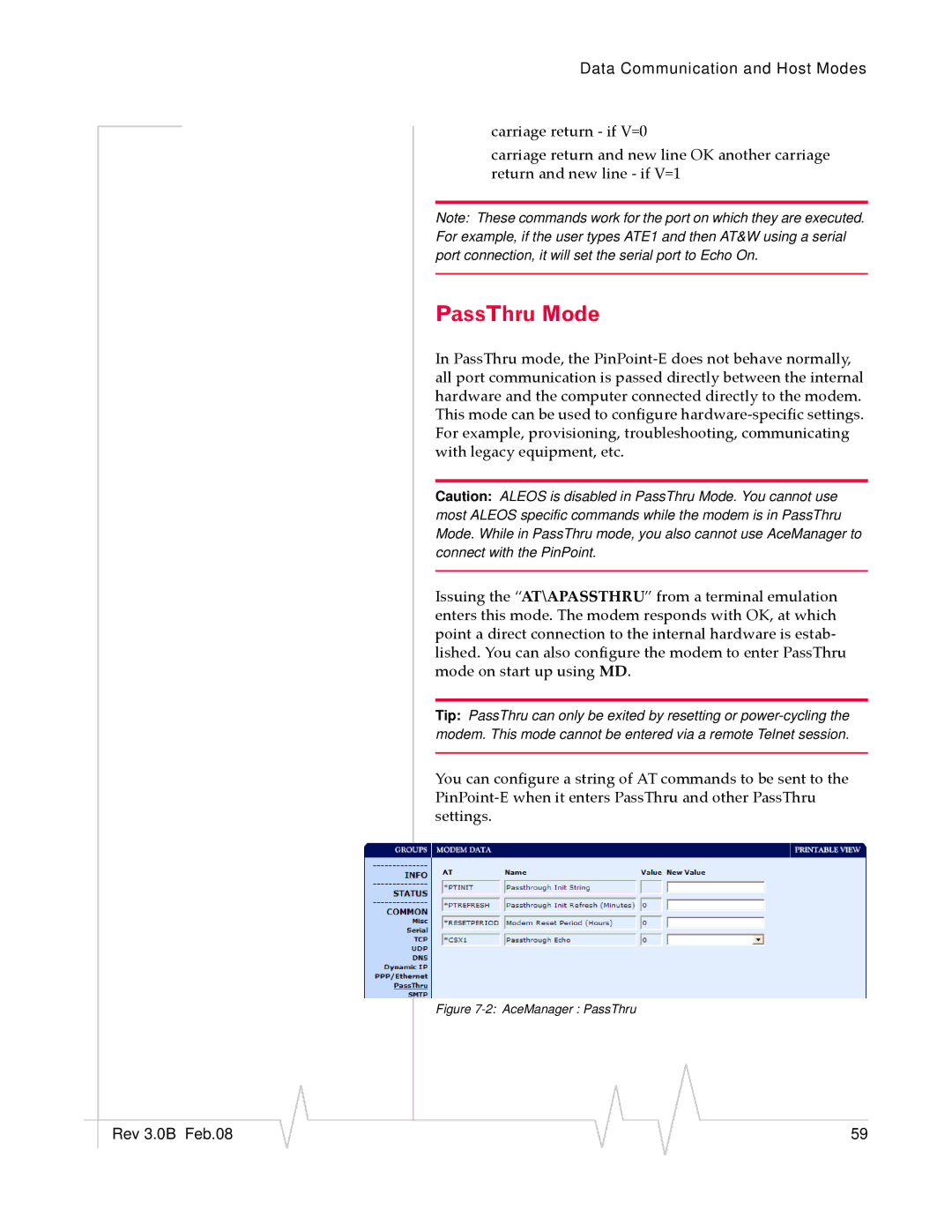 Sierra Wireless EV-DO manual PassThru Mode, AceManager PassThru 