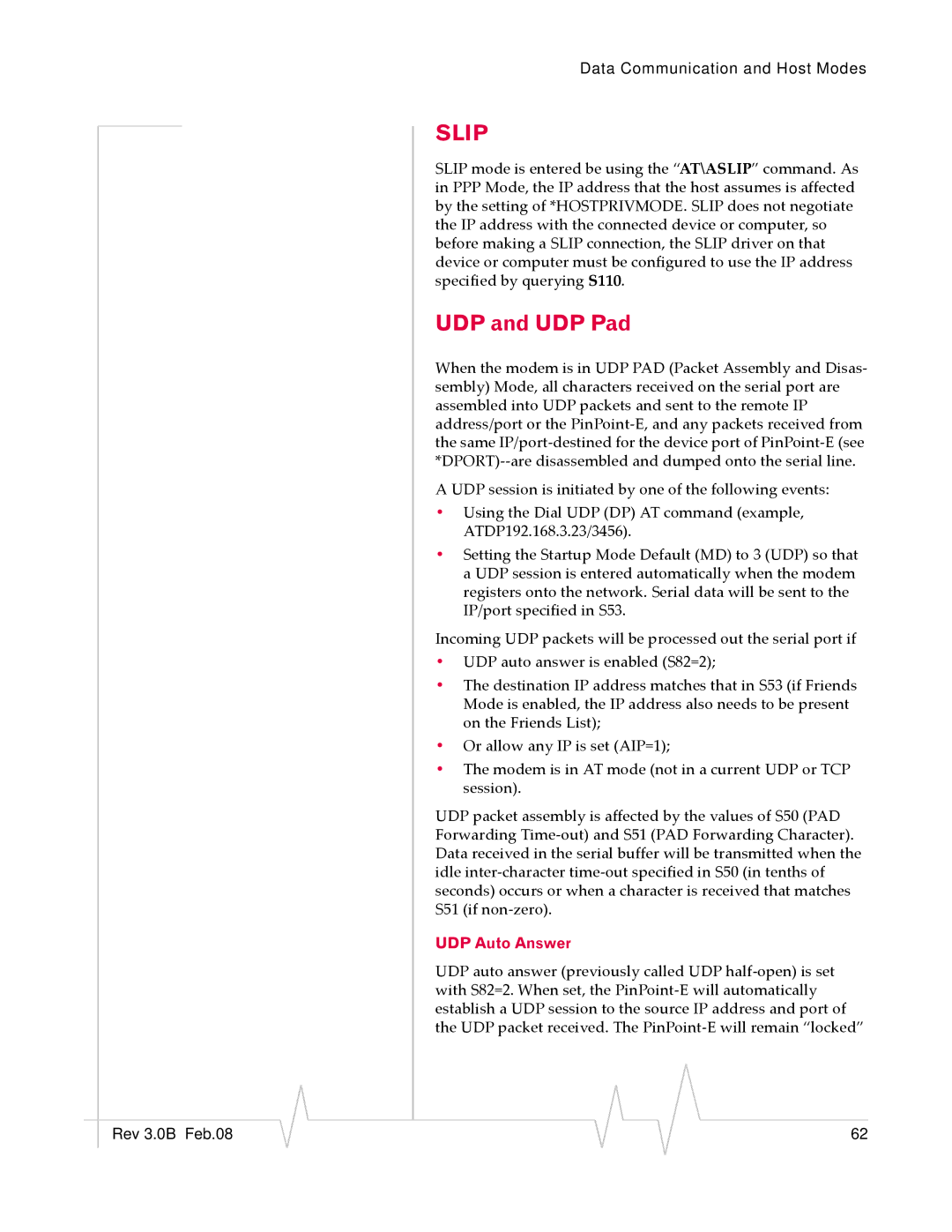 Sierra Wireless EV-DO manual UDP and UDP Pad, UDP Auto Answer 